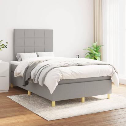 Pat continental cu saltea, gri deschis, 120x200 cm, textil GartenMobel Dekor