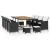 Set mobilier de exterior 13 piese negru, poliratan, lemn acacia GartenMobel Dekor