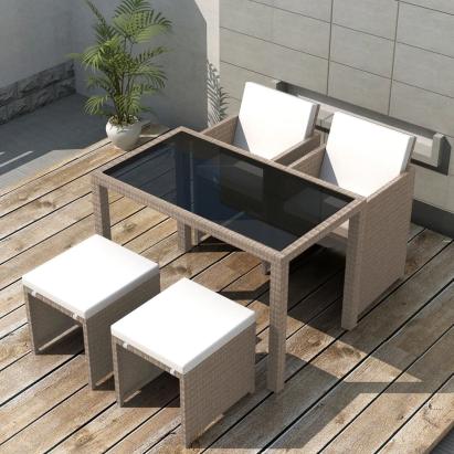 Set mobilier de exterior cu perne, 5 piese, bej, poliratan GartenMobel Dekor