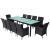 Set mobilier de exterior cu perne, 11 piese, negru, poliratan GartenMobel Dekor