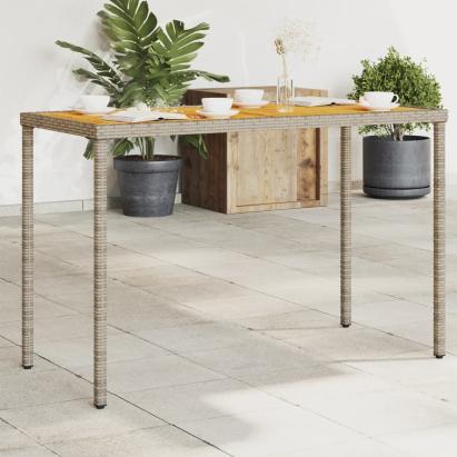 Masă de grădină, blat lemn acacia, gri, 115x54x74 cm, poliratan GartenMobel Dekor