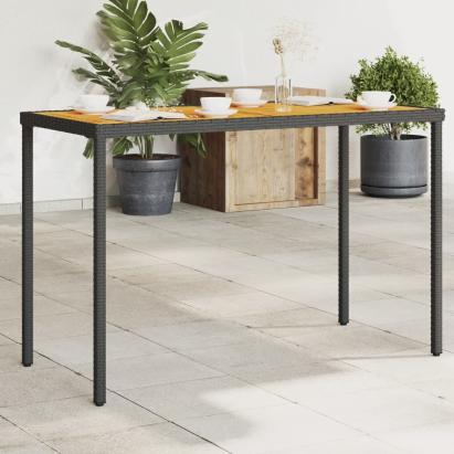 Masă grădină blat din lemn acacia, negru 115x54x74 cm poliratan GartenMobel Dekor