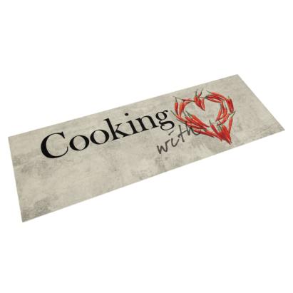 Covor bucătărie lavabil, text Cooking/ardei, 45x150 cm, catifea GartenMobel Dekor
