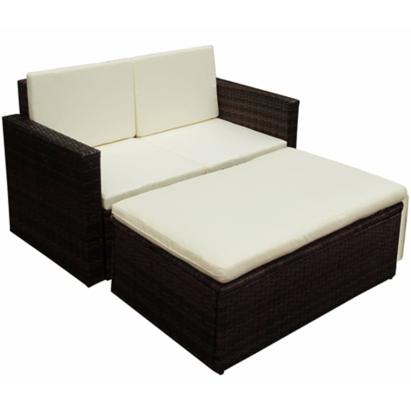 Set mobilier de grădină cu perne, 2 piese, maro, poliratan GartenMobel Dekor
