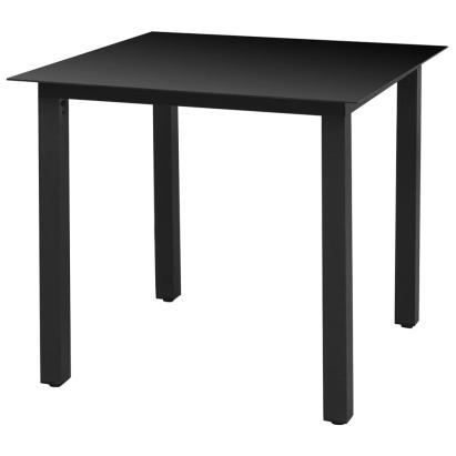 Masă de grădină, negru, 80 x 80 x 74 cm, aluminiu și sticlă GartenMobel Dekor