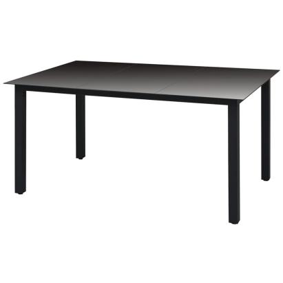 Masă de grădină, negru, 150 x 90 x 74 cm, aluminiu și sticlă GartenMobel Dekor