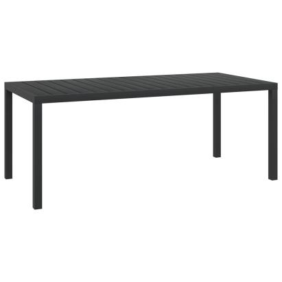 Masă de grădină, negru, 185 x 90 x 74 cm, aluminiu și WPC GartenMobel Dekor