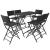 Set mobilier exterior pliabil, 7 piese, negru oțel, poliratan GartenMobel Dekor
