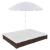 Pat șezlong de exterior cu umbrelă, maro, poliratan  GartenMobel Dekor