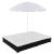 Pat șezlong de exterior cu umbrelă, negru, poliratan GartenMobel Dekor