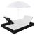 Pat șezlong de exterior cu umbrelă, negru, poliratan GartenMobel Dekor