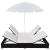 Pat șezlong de exterior cu umbrelă, negru, poliratan GartenMobel Dekor