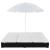 Pat șezlong de exterior cu umbrelă, negru, poliratan GartenMobel Dekor