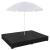 Pat șezlong de exterior cu umbrelă, negru, poliratan GartenMobel Dekor