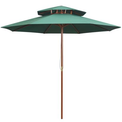 Umbrelă de soare dublă, 270x270 cm, stâlp de lemn, verde GartenMobel Dekor