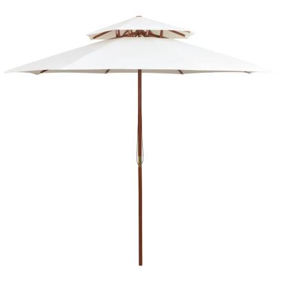 Umbrelă de soare dublă, 270x270 cm, stâlp de lemn, alb crem GartenMobel Dekor