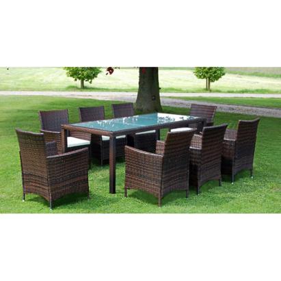 Set mobilier de exterior cu perne, 9 piese, maro, poliratan GartenMobel Dekor