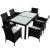 Set mobilier de exterior cu perne, 7 piese, negru, poliratan GartenMobel Dekor