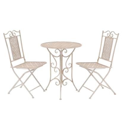 Set mobilier de bistro, 3 piese, alb, oțel GartenMobel Dekor