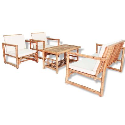 Set mobilier de grădină cu perne, 4 piese, bambus GartenMobel Dekor