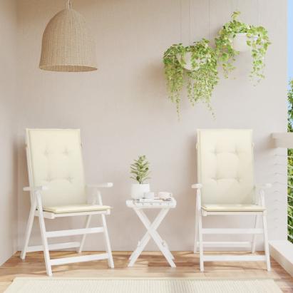 Perne scaun cu spătar înalt, 2 buc., crem, 120x50x3 cm, textil GartenMobel Dekor