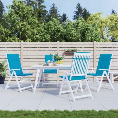 Perne scaun spătar înalt, 4 buc., albastru, 120x50x3 cm, textil GartenMobel Dekor