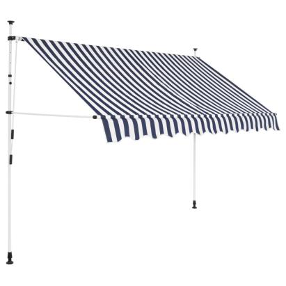 Copertină retractabilă manual, dungi albastru și alb, 250 cm GartenMobel Dekor