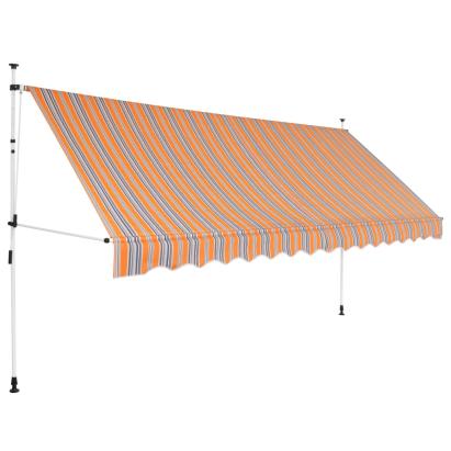 Copertină retractabilă manual, dungi galben și albastru, 350 cm GartenMobel Dekor