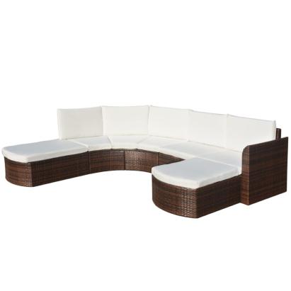 Set mobilier de grădină cu perne, 4 piese, maro, poliratan GartenMobel Dekor