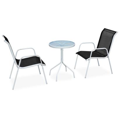Set mobilier bistro, 3 piese, negru, oțel GartenMobel Dekor