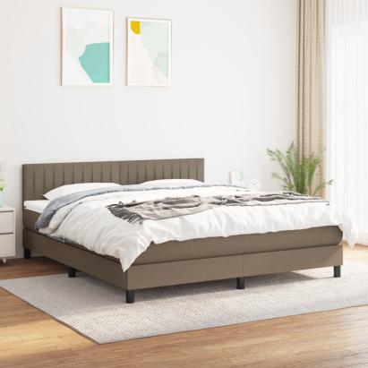 Pat continental cu saltea, gri taupe, 180x200 cm, textil GartenMobel Dekor