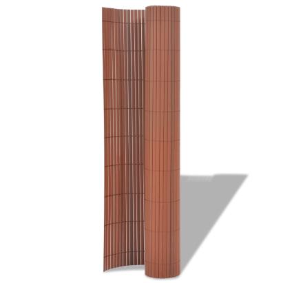 Gard de grădină cu două fețe, maro, 90 x 500 cm, PVC GartenMobel Dekor