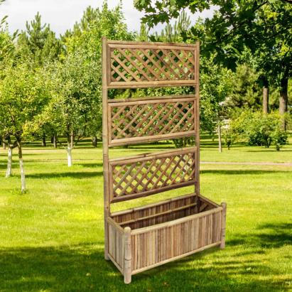 Strat înălțat de grădină cu spalier din bambus, 70 cm GartenMobel Dekor