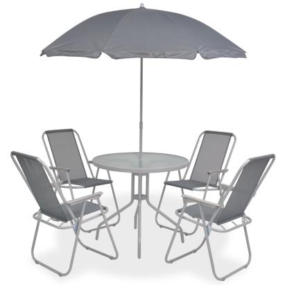 Set mobilier de exterior, 6 piese, gri, oțel și textilenă GartenMobel Dekor