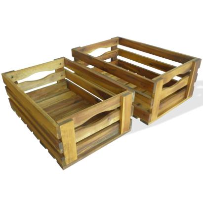 Set lăzi de mere 2 buc. Lemn masiv de salcâm GartenMobel Dekor
