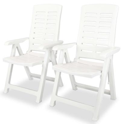 Scaune de grădină rabatabile, 2 buc., alb, plastic GartenMobel Dekor