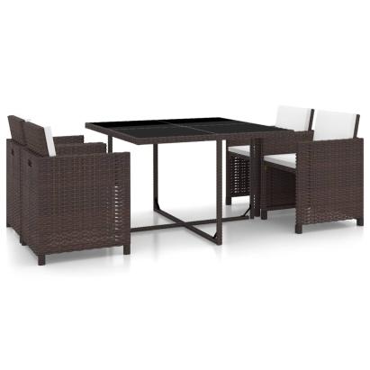 Set mobilier de exterior cu perne, 5 piese, maro, poliratan GartenMobel Dekor