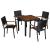 Set mobilier de exterior, 5 piese negru, poliratan, lemn acacia GartenMobel Dekor