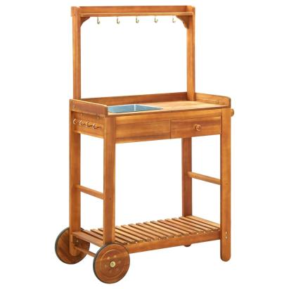 Cărucior bucătărie grădină, 92x43,5x141,5 cm, lemn de acacia GartenMobel Dekor
