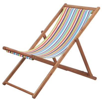 Scaun de plajă pliabil, multicolor, textil și cadru din lemn  GartenMobel Dekor