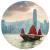 WallArt Tapet în formă de cerc Skyline with Junk Boat, 190 cm GartenMobel Dekor