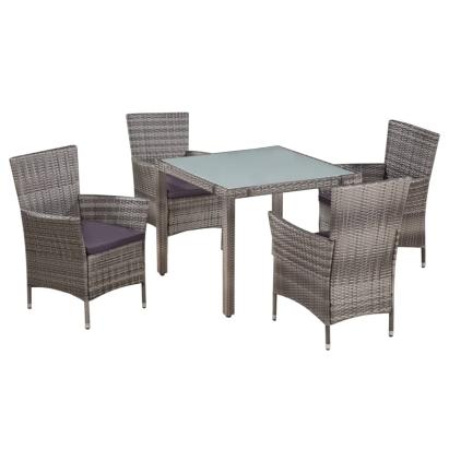 Set mobilier de exterior cu perne, 5 piese, gri, poliratan   GartenMobel Dekor