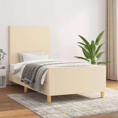 Cadru de pat cu tăblie, crem, 100x200 cm, textil GartenMobel Dekor