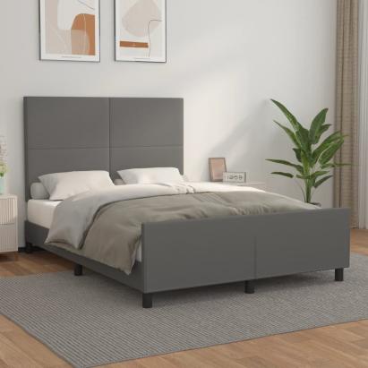 Cadru de pat cu tăblie, gri, 140x190 cm, piele ecologică GartenMobel Dekor