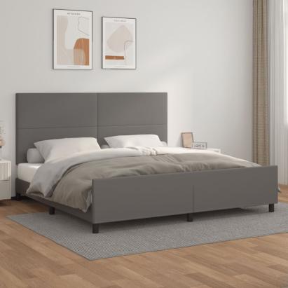 Cadru de pat cu tăblie, gri, 200x200 cm, piele ecologică GartenMobel Dekor