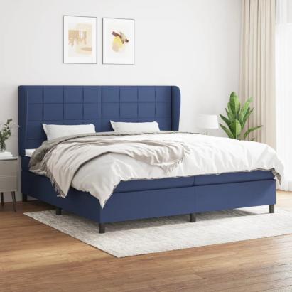 Pat box spring cu saltea, albastru, 200x200 cm, textil GartenMobel Dekor
