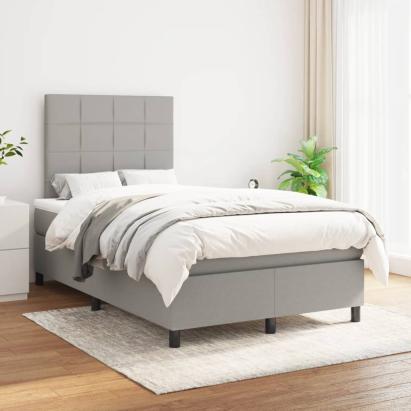 Pat box spring cu saltea, gri deschis, 120x200 cm, textil GartenMobel Dekor
