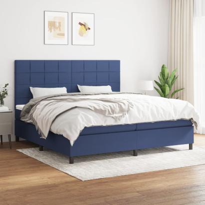 Pat box spring cu saltea, albastru, 200x200 cm, textil GartenMobel Dekor