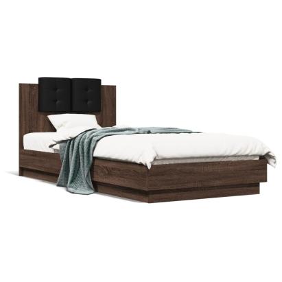 Cadru de pat cu tăblie stejar maro 100x200 cm lemn prelucrat GartenMobel Dekor