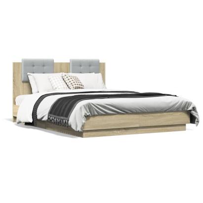 Cadru de pat cu tăblie stejar sonoma 135x190 cm lemn prelucrat GartenMobel Dekor